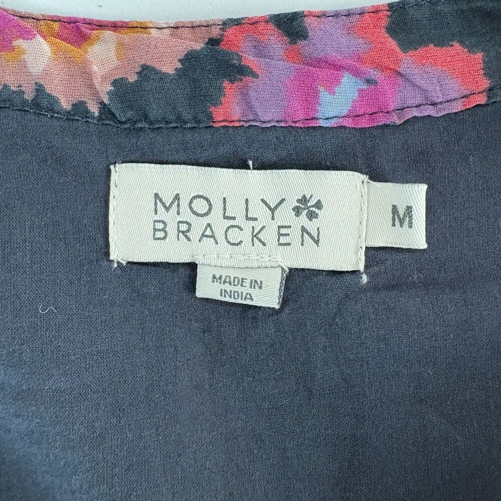 Molly Bracken Floral Blouse Size M V Neck Embroidery Long Sleeve Top Boho - Picture 4 of 13